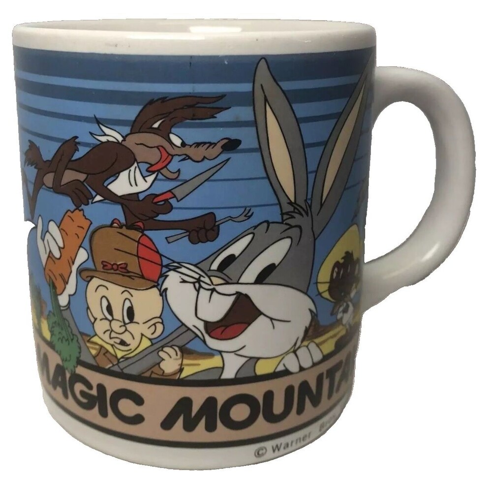Vintage Magic Mountain Mug 1985 Looney Tunes Bugs Bunny Six Flags Souvenir